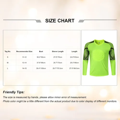 Vista 6 de Hansber Kids Boys Soccer Goalkeeper Jersey Padded Goalie Shirts Football Training Uniform Soccer Kit Sweatshirts