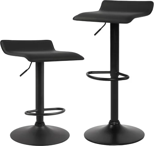 Vista 3 de NOBPEINT Taburete de bar giratorio ajustable cromado contemporáneo con base negra, juego de 2, color negro