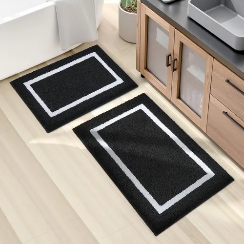 Vista 11 de HOMEIDEAS Juego de 2 alfombras de baño beige de 20 x 32 pulgadas + 16 x 24 pulgadas