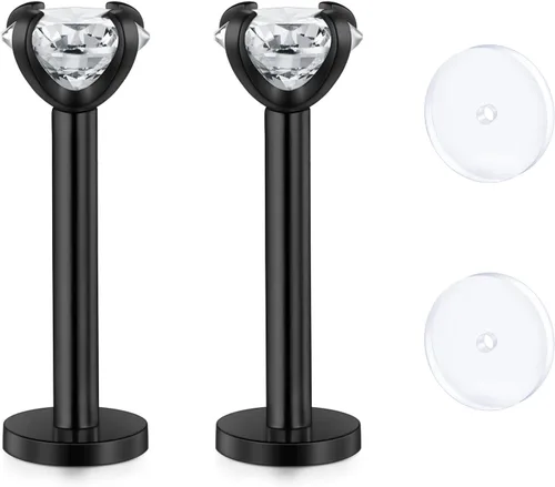 Vista 41 de D.Bella Retenedores de piercing transparentes de 16G para cartílago flexible para hélix, daith, rook, tragus, retenedor de aretes Bioflex, nariz