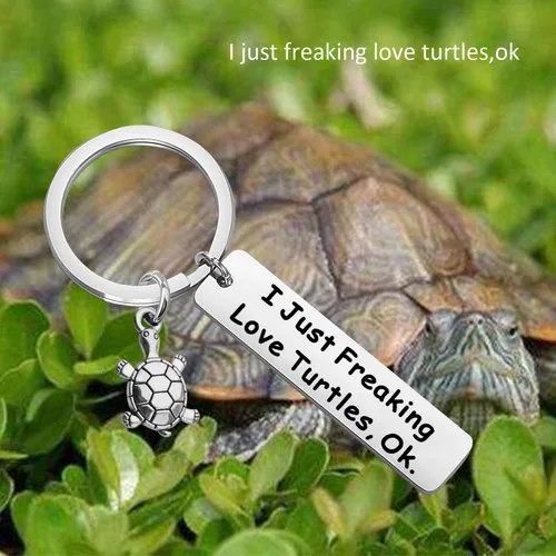 Vista 5 de BEKECH Llavero Tortugas I Just Freaking Love Turtles OK Llavero Playa Tortuga Marina Animal Joyería