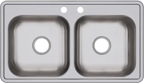 Vista 11 de Dayton D233221 Equal - Fregadero de acero inoxidable con doble tazón, 33 x 22 x 6.5 pulgadas