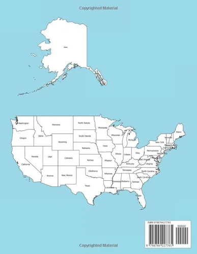 Vista 2 de Coloring Book for children and students USA State Maps and Counties Blank, Outline Maps for Coloring and Education