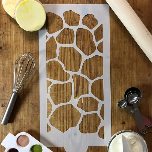 Vista 3 de Designer Stencils Plantilla de pastel de piel de jirafa, beige/semitransparente