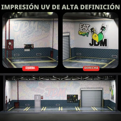 Vista 3 de Vitrina de garaje Diorama escala 1/64 para coches modelo fundido a