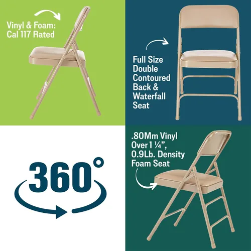 Vista 7 de National Public Seating - Sillas plegables portátiles acolchadas de alta calidad, serie 1300, tapizadas, sillas plegables resistentes