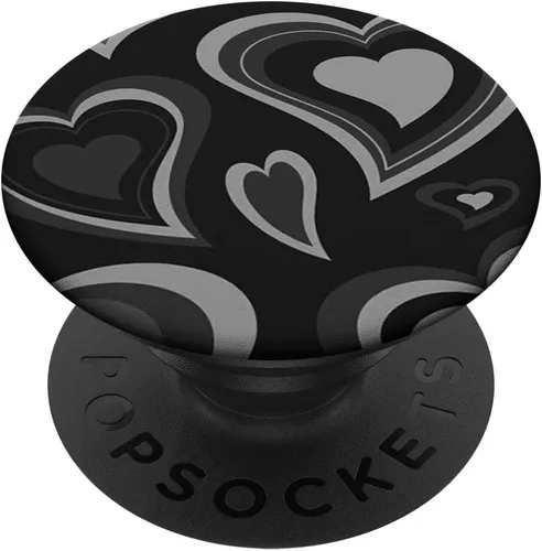 Vista 6 de PopSockets retro estéticos de corazones negros MagSafe PopGrip para iPhone