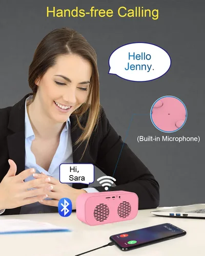 Vista 6 de AFK Reloj despertador con altavoz Bluetooth para dormitorio, pequeño reloj digital con doble alarma, repetición, pantalla LED de espejo para niñas