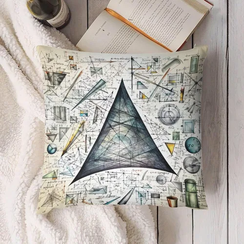 Vista 4 de Fundas de almohada, texto matemático y ecuaciones, formas geométricas, fundas de almohada matemáticas, geometría, fórmulas científicas