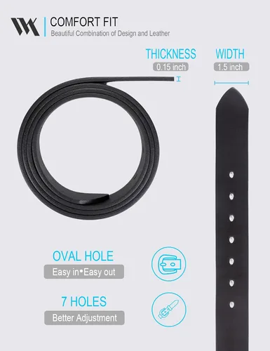 Vista 5 de WOLFANT Cinturón de cuero de grano completo de 1.5" para hombre, 100% cuero sólido italiano real