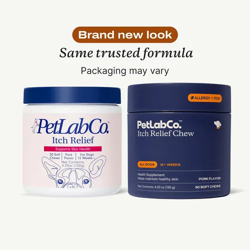 Vista 8 de PetLab Co. - Masticables para aliviar la picazón para perros, 30 masticables suaves, cerdo Omega 3-6-9, cúrcuma y miel para apoyar la piel seca