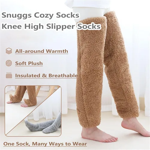 Vista 3 de GDSAFS Fuzzy Dreams - Calcetines altos hasta el muslo, The Cozy Sock Pantuflas largas Fuzzy Dreams para mujeres y hombres