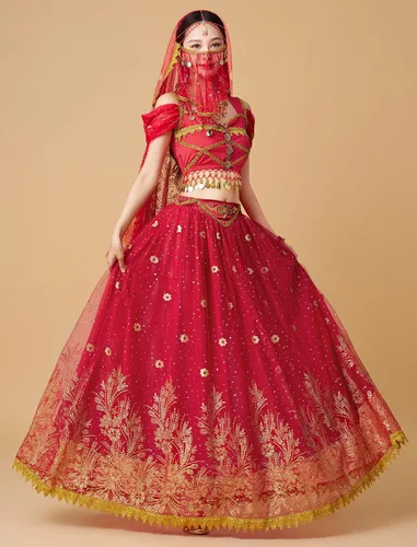 Vista 20 de Disfraces de princesa jazmín para mujer, disfraz de Aladdin para Halloween, cosplay, traje de danza del vientre