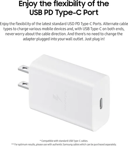 Vista 4 de Samsung Cargadores de pared USB-C de 15 W (blanco y negro)
