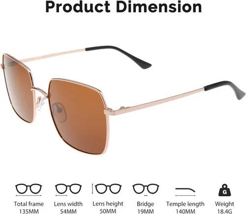 Vista 3 de JOO'RTI Polarized Square Oversized Sunglasses UV Protection for WomenMen