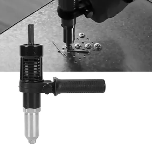 Vista 2 de Kit adaptador de pistolas de remache, accesorio de remache de taladro eléctrico, herramienta de mano remachadora, con mango de mango, acero