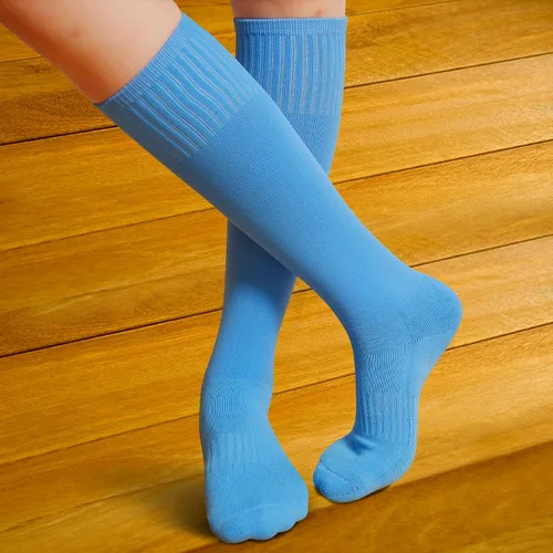 Vista 8 de Raigoo Calcetines de fútbol para niños (4 a 16 años), calcetines deportivos hasta la rodilla para niños y niñas