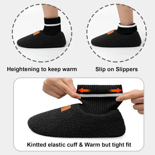 Vista 5 de BARERUN Womens Mens Fuzzy House Slippers Soft-Lightweight Warm House Slipper Socks with Non Slip Rubber Sole Around House Shoes IndoorOutdoor