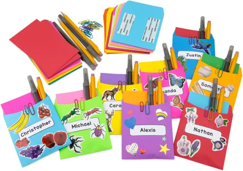 Vista 3 de Hygloss Products, sobres para tarjetas de biblioteca, no adhesivos, 3,5 x 4,875 pulgadas, (10 assorted colors) N/A
