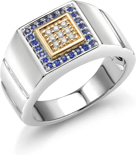 Vista 3 de Gem Stone King Anillo para hombre en oro amarillo de 10 quilates y plata de ley 925 de 2 tonos, regalo de joyería para hombres y papá, disponible