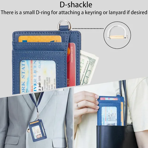 Vista 5 de Pequeñas carteras delgadas con bloqueo RFID para tarjetas de crédito, para hombres y mujeres