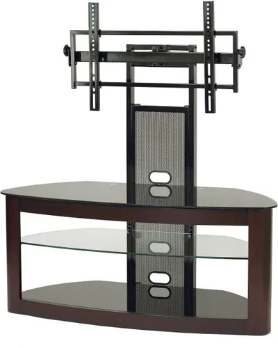 Vista 2 de TransDeco Soporte de TV con soporte para televisor de 35 a 80 pulgadas, color espresso/negro