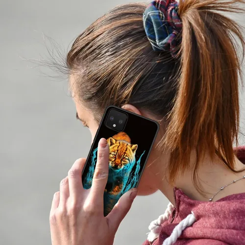 Vista 6 de Funda protectora para Pixel 4 XL, funda protectora de silicona antiarañazos de TPU premium para Google Pixel 4 XL, leopardo en el agua