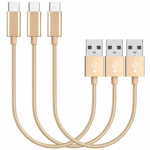 Vista 5 de Paquete de 3 cables USB C, cable de carga rápida USB A a USB C de 10 pulgadas, cable de carga USB tipo C trenzado para iPhone 16 15, Samsung Galaxy