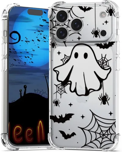 Vista 37 de Funda de Halloween para Google Pixel 6A transparente con diseños de murciélagos fantasmas, funda para teléfono para niñas, elegante, delgada, a