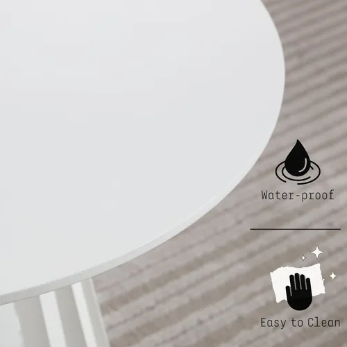 Vista 9 de DUOMAY Mesa de centro redonda moderna con base geométrica única, elegante mesa de madera blanca para sala de estar, oficina, salón, color blanco