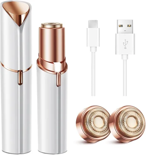 Vista 10 de Kradaa Depilación facial para mujeres: maquinilla de afeitar facial eléctrica con luz LED, mini afeitadora sin dolor y resultados instantáneos
