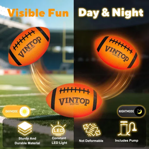 Vista 3 de VINTOP Balón de fútbol que se ilumina - Balón de fútbol LED que brilla en la oscuridad para niños y adultos, incluye bomba de aire gratis, balón
