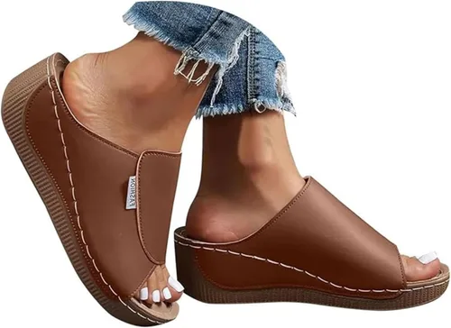 Vista 14 de Sandalias ortopédicas para mujer, con plataforma elegante, cómodas, ortopédicas, informales, para verano, con soporte de arco