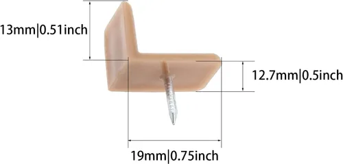 Vista 2 de Drawer Tack Glide RLECS - 30 piezas de 0.748 in/0.75 pulgadas en forma de L para reparar tocadores, color marrón