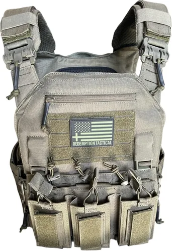 Vista 13 de Redemption Crusader 2.0 Chaleco Molle con Hebilla de Liberación Rápida para Airsoft con Lados de Tamaño Ajustable y Triple Bolsillo