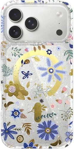 Vista 82 de LONLI Hue - para iPhone 15 Pro Max [Compatible con Magsafe] - Funda de teléfono floral dorada - [Amortiguador de 360°] - Funda de teléfono linda