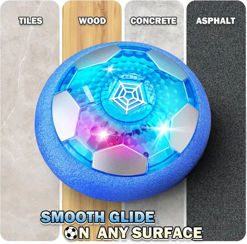 Vista 8 de BaLaM Hover - Pelota de fútbol para niños de 3 a 12 años, juguetes recargables para interiores, juguetes iluminables, regalos de Navidad, Azul