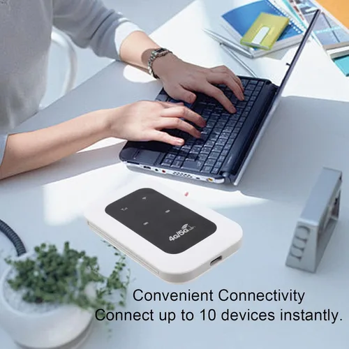 Vista 3 de Goshyda Enrutador WiFi móvil 4G LTE desbloqueado con ranura para tarjeta SIM, dispositivo de punto de acceso portátil de 300 Mbps para viajes, mini