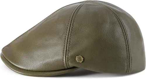 Vista 2 de VOBOOM Gorras de cuero Ivy Newsboy de 6 paneles Cabbie Boina Sombrero