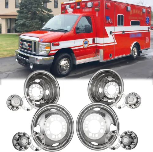 Vista 18 de Juego de simulador de doble rueda de acero inoxidable pulido de 16 pulgadas, compatible con Dodge 2007-2025, Mercedes y Freightliner Sprinter Van