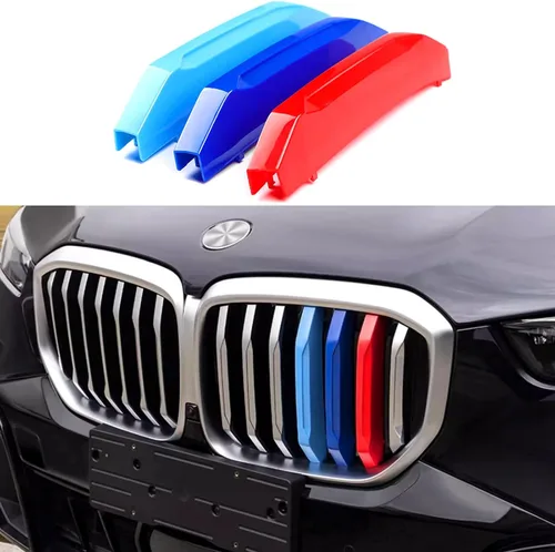 Vista 8 de Tiras de rejilla insertadas tricolores compatibles con BMW 2003-2006 E53 X5, parrilla central de riñón de 7 vigas