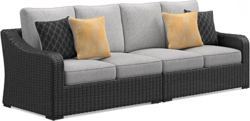 Vista 30 de Signature Design by Ashley Beachcroft - Sofá resistente a la intemperie con tela casual para interiores/exteriores con cojín y 2 cojines Negro