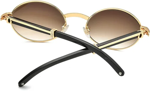 Vista 7 de HEPIDEM Gafas de sol 100 realmente Buffalo Horn hechas a mano para hombres gafas de sol redondas de lujo