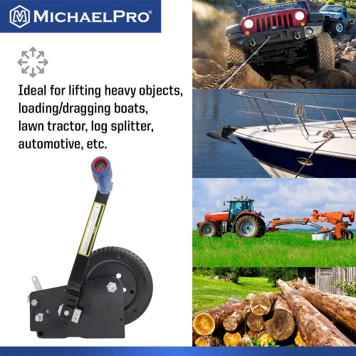 Vista 3 de MichaelPro MP009093 2500lbs Heavy Duty Hand Winch para Automotriz, Barco, Remolque