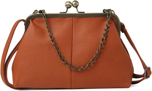 Vista 11 de Cartera clásica para mujer con cierre de beso, con correa de cadena, bolso de hombro Negro