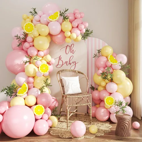 Vista 25 de Kit de arco de globos verde salvia azul pastel, 124 piezas de globos macarón amarillo blanco verde para decoraciones de cumpleaños de ganso, género