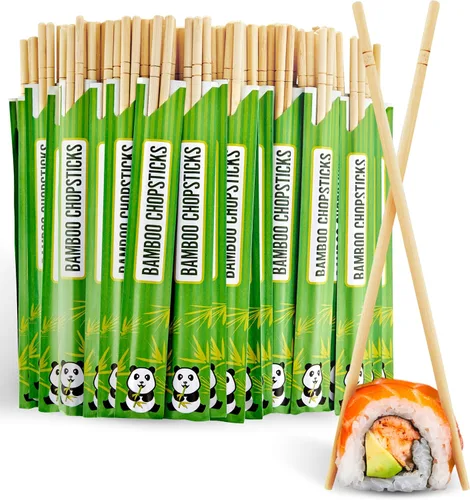 Vista 8 de Stock Your Home Palillos desechables de bambú (50 unidades), palillos separados a granel para sushi, comida china, japonesa y asiática, palillos