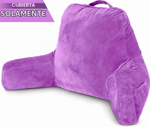 Vista 2 de Funda de almohada Husband Pillow solo para lectura - Funda para silla de lectura con generosos bolsillos traseros y laterales - Morado claro