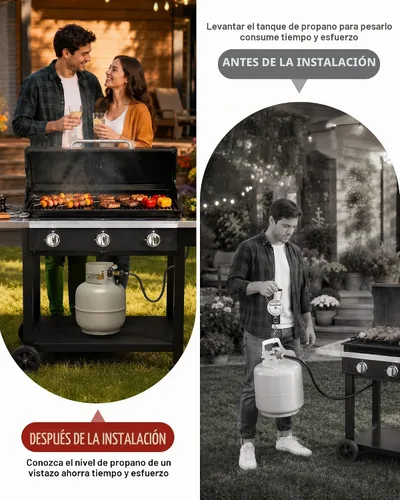 Vista 8 de GasXpert Indicador de nivel de tanque de propano, medidor de parrilla de gas para tanque de propano de 5 a 40 libras, escala mejorada de 3