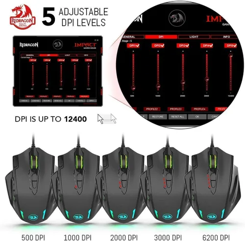 Vista 8 de Redragon Teclado mecánico para juegos K556 RGB M908 MMO Gaming Mouse Bundle